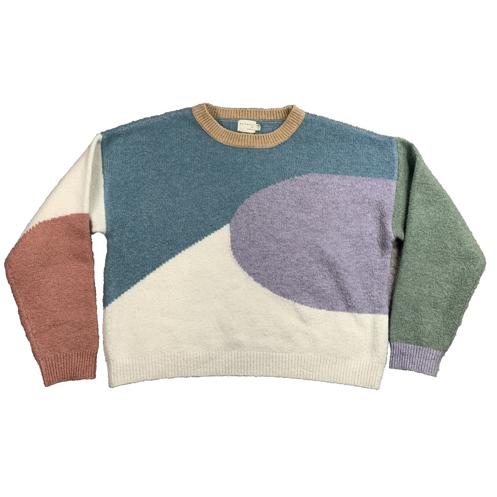 Dreamers by Debut Sweater Womens M L Colorblock Abstract Knit Pullover